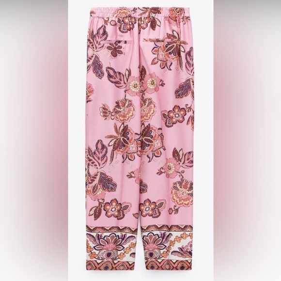 Magaschoni Pink Floral Satin Ankle Dress Pants - Picture 5 of 11